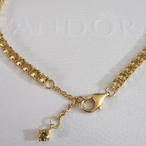 Pandora Sparkling Yellow Tennis Bracelet 14k gold plating - Picture 6 of 7